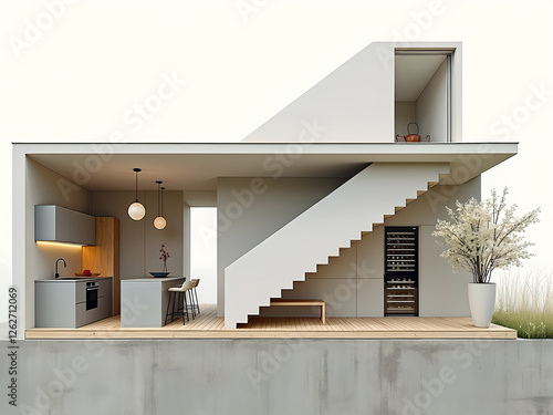 3D illustration of a modern home cross-section
