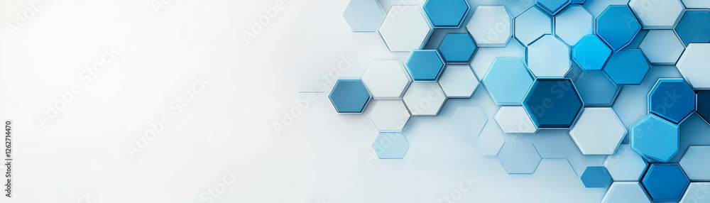 Fototapeta premium Explore modern architecture design with blue hexagonal patterns and geometric shapes for innovative, contemporary interior decoration solutions.