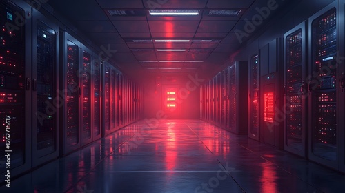 A digital illustration of a secure server room photo