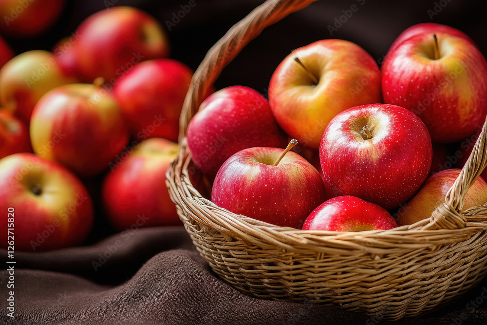 fresh apple in wooden basket fresh apple in wooden basket