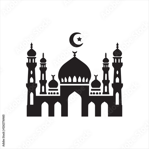  mosque silhouette vector illustration isolated on a white background