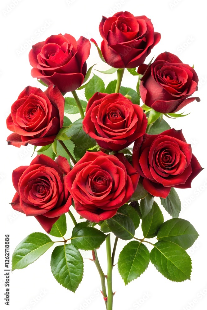 Beautiful Bouquet of Red Roses Isolated on White Background Beautiful Bouquet of Red Roses Isolated on White Background