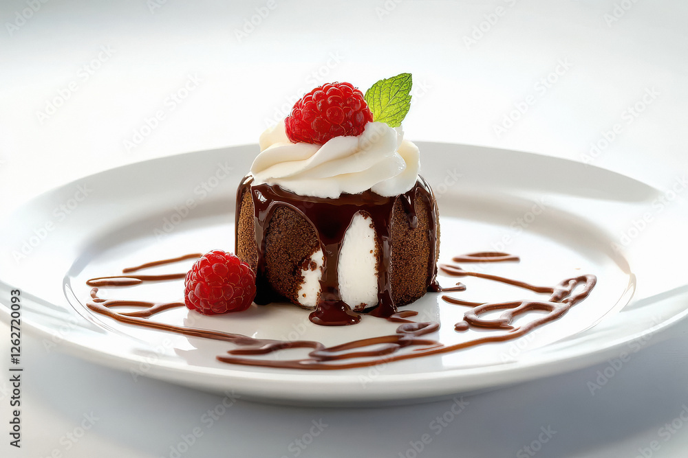 white plate with chocolate lava cake white plate with chocolate lava cake