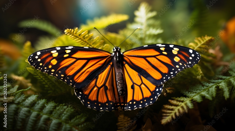 Fototapeta premium Vibrant Orange Monarch Butterfly Macro Photography