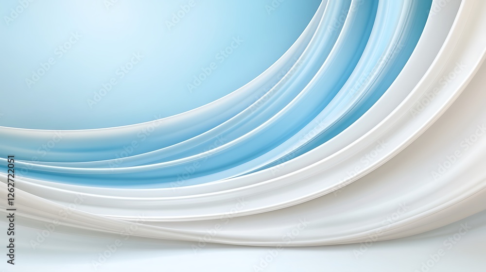 Obraz premium Elegant blue and white curves abstract design digital art minimalist style soft lighting