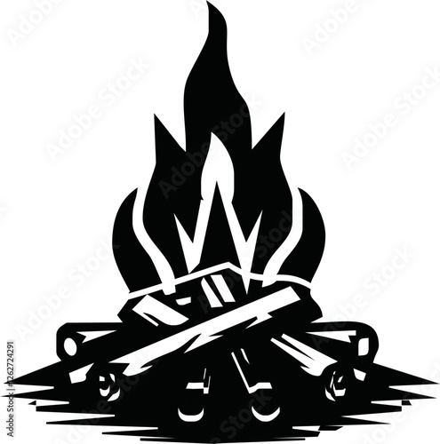 Campfire / bonfire flat vector icon for travel apps and websites