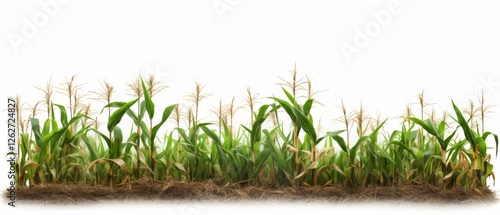 Isolated Cornfield on White Background