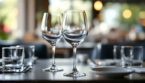 Wallpaper Mural Empty glasses set on the table in a restaurant Torontodigital.ca