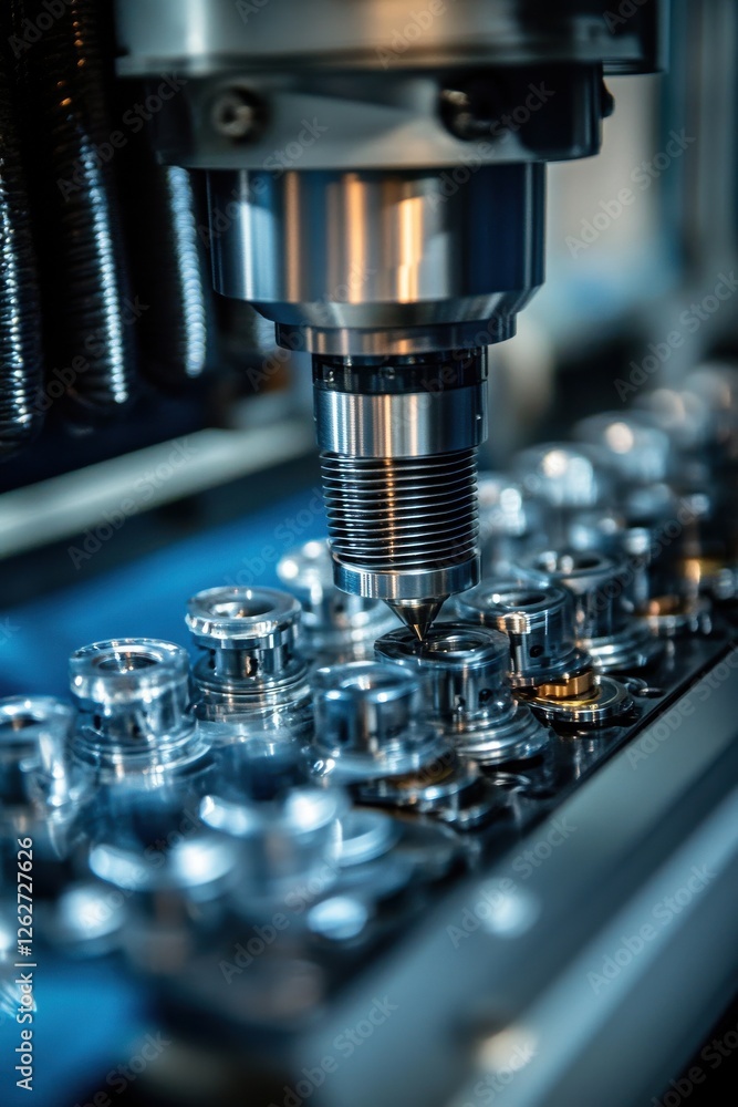 Close-up of machining equipment in an advanced industrial factory setting Close-up of machining equipment in an advanced industrial factory setting