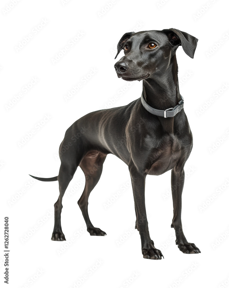 Playful dog portrait in black canine isolated on transparent background - Generative AI Playful dog portrait in black canine isolated on transparent background - Generative AI