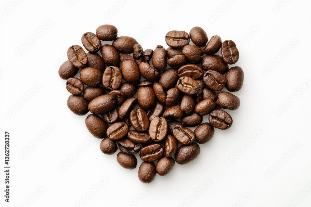 heart made of coffee beans isolated on white background heart made of coffee beans isolated on white background