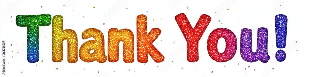 Rainbow Glitter Thank You Message with Sparkling Confetti Rainbow Glitter Thank You Message with Sparkling Confetti