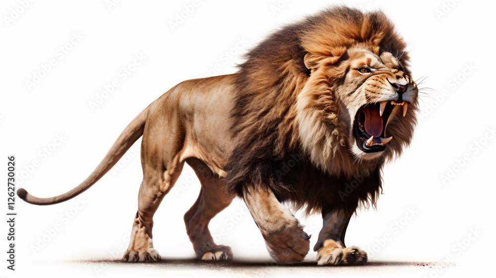 Obraz premium Furious Lion Isolated White Background