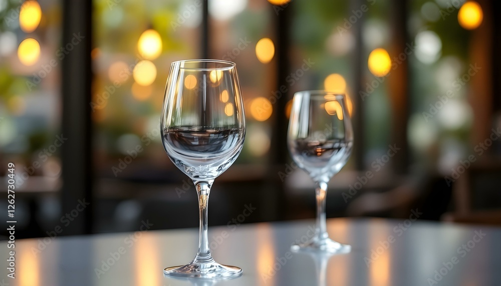 Empty glasses set on the table in a restaurant Empty glasses set on the table in a restaurant