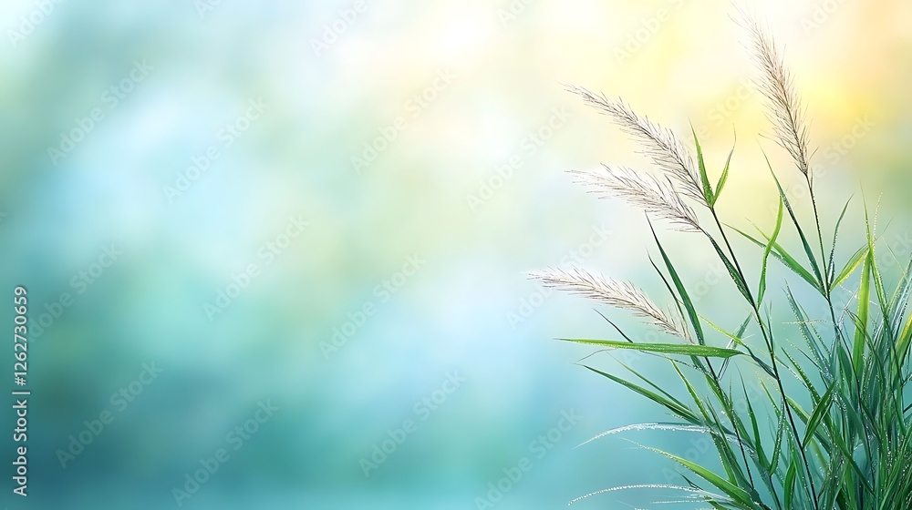 Serene grass blades in nature soft focus background scenic view tranquil environment Serene grass blades in nature soft focus background scenic view tranquil environment