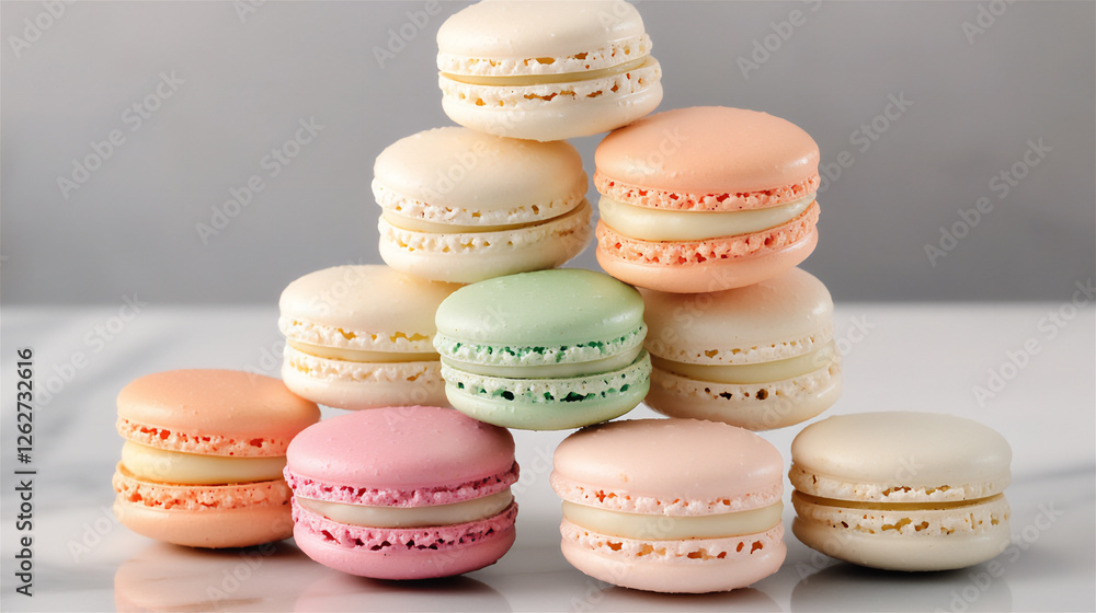 Fototapeta premium pastel white chocolate macaron tower