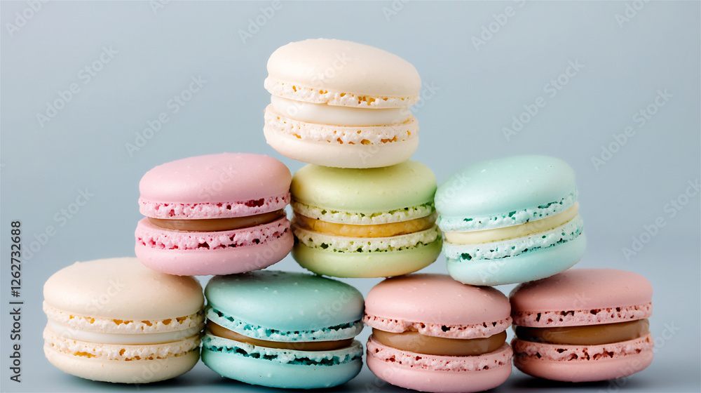 Fototapeta premium pastel white chocolate macaron tower