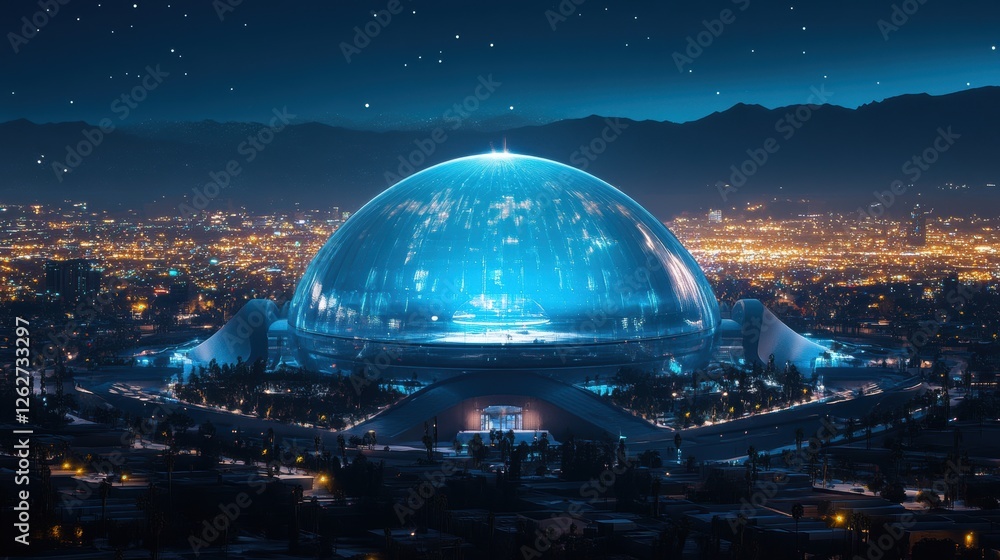 Futuristic Dome Cityscape at Night 2025 Architectural Wonder Futuristic Dome Cityscape at Night 2025 Architectural Wonder