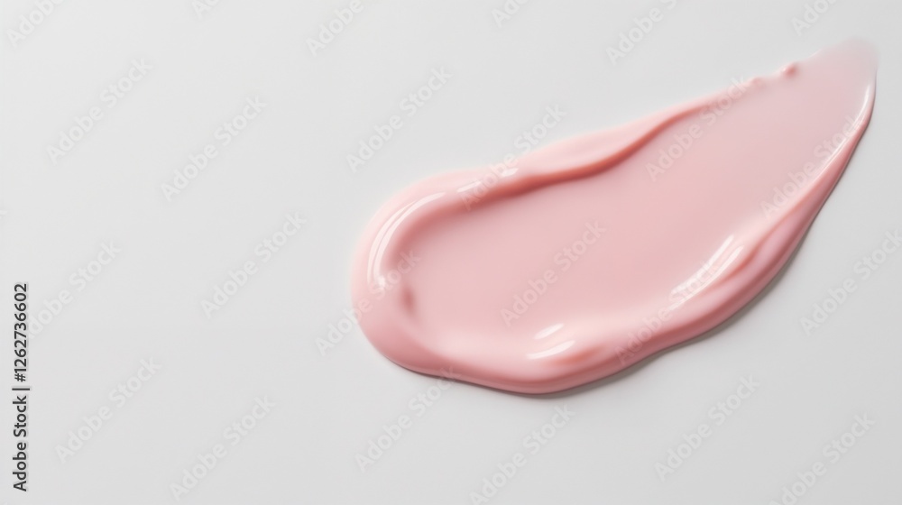 Soft pink cream spread across a smooth white surface in a minimalist setting Soft pink cream spread across a smooth white surface in a minimalist setting