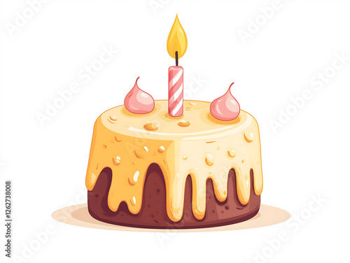 Playful Birthday Cake Illustration