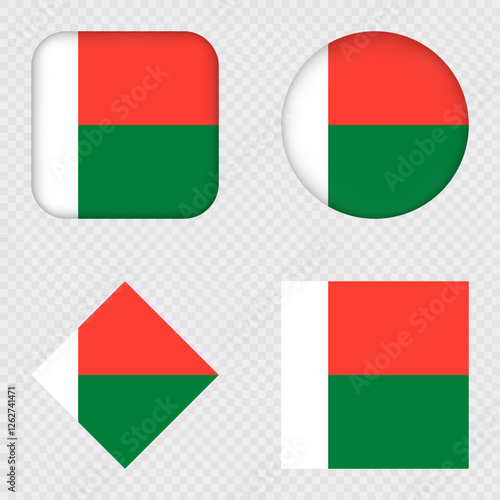 Madagascar Flag Icons Pack. Vector illustration.