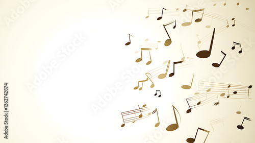 Obraz na płótnie Musical Harmony Ascending From Silence Decorative Illustration With Notes Composition And Warm Beige Background w salonie