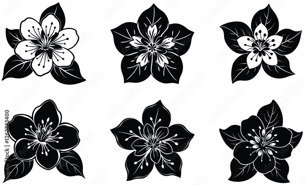 Obraz premium Apple Blossom Silhouette Vector Design