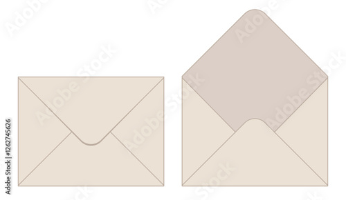 envelope, color vector illustration of sealed and open envelopes, isolated on white