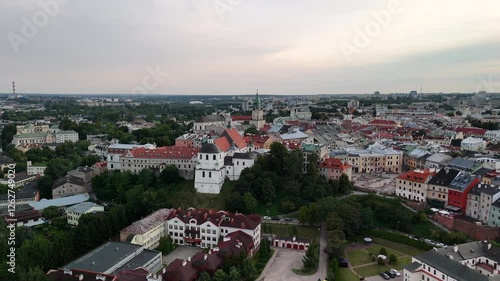 Lublin city center, Lublin Castle, Rynek Fish Square, Podwale, Po Farze Square, drone view, aerial