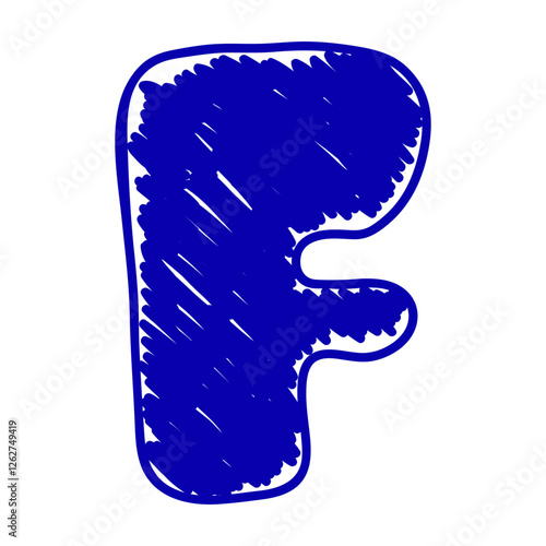 The letter F of the English alphabet. A children's alphabet with hand-drawn letters. The ABC