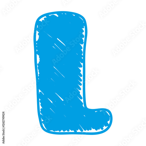 The letter L of the English alphabet. A children's alphabet with hand-drawn letters. The ABC