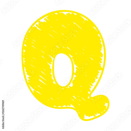 The letter Q of the English alphabet. A children's alphabet with hand-drawn letters. The ABC