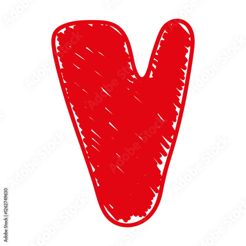 The letter V of the English alphabet. A children's alphabet with hand-drawn letters. The ABC. For educational banners, kindergartens, and book covers