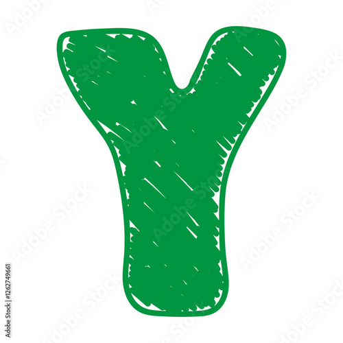 The letter Y of the English alphabet. A children's alphabet with hand-drawn letters. The ABC
