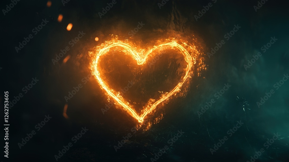 A glowing neon heart symbol against a dark romantic background. A glowing neon heart symbol against a dark romantic background.