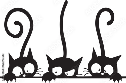 Naughty Lovely Playing Cats Nails actions beautiful vector artwork for vinyl laser cut vector poster acrylic t-shirt poster interior editable Wall Sticker decore mug poster design multipurpose high de
