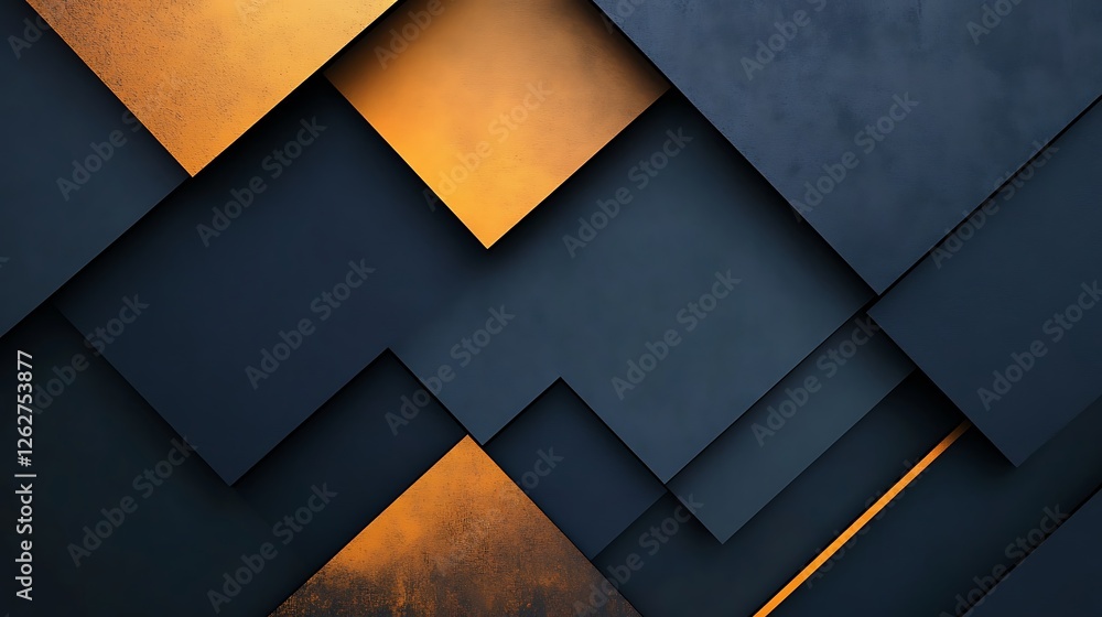 Fototapeta premium Abstract Geometric Design with Dark Blue and Gold Tones