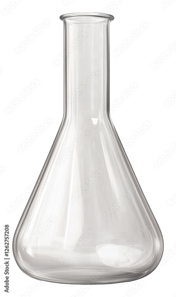Clear Empty Glass Erlenmeyer Flask with a Transparent Background for Laboratory Use Clear Empty Glass Erlenmeyer Flask with a Transparent Background for Laboratory Use