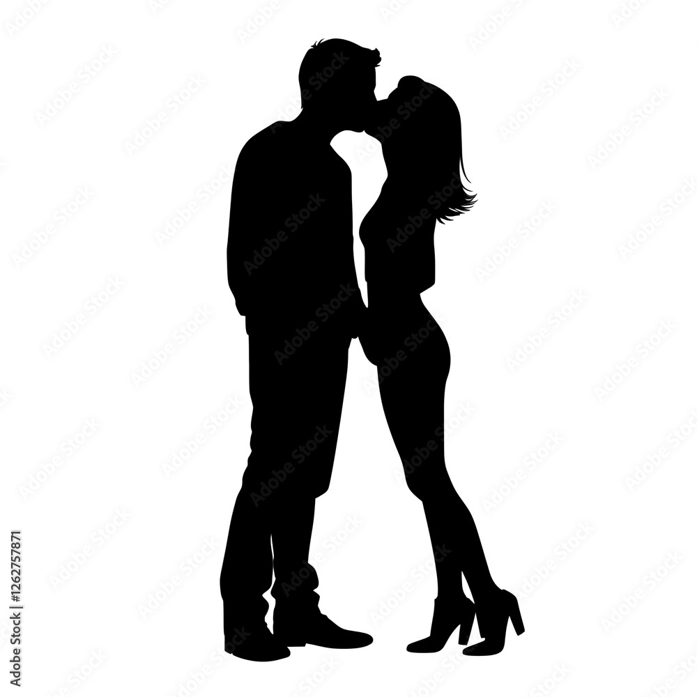 couples kissing silhouette