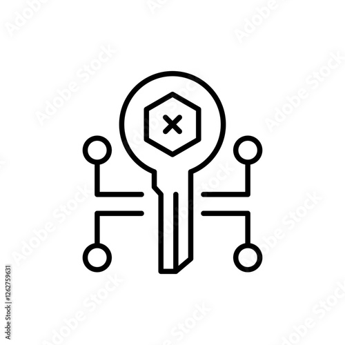Web3 unverified key outline icons, minimalist vector illustration ,simple transparent graphic element .Isolated on white background