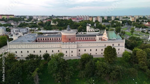 lublin, city center, lublin castle, rynek fish square, podwale, po farze square, drone view, aerial, old town, historic, architecture, cityscape, skyline, medieval, cobblestone streets, urban, landmar