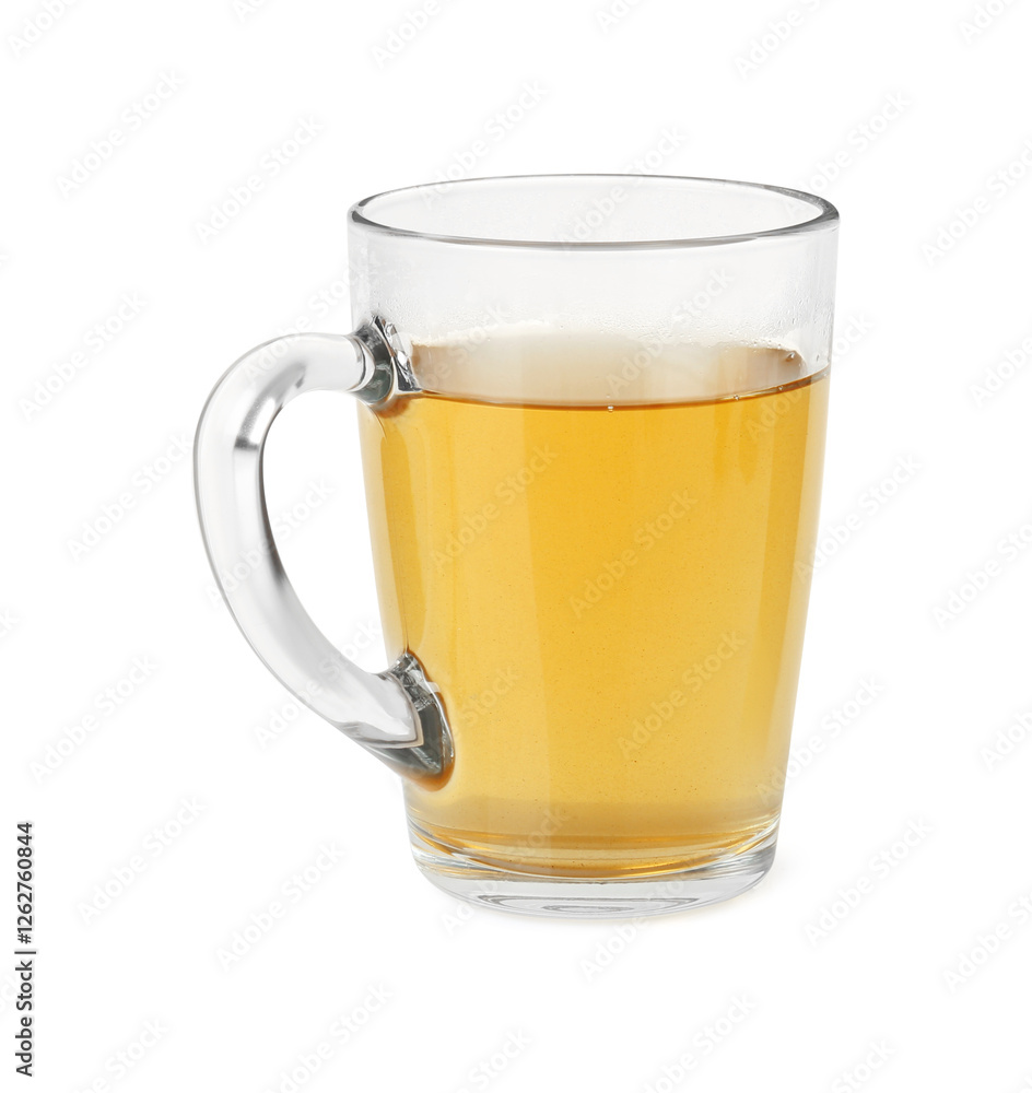 Refreshing green tea in cup isolated on white Refreshing green tea in cup isolated on white