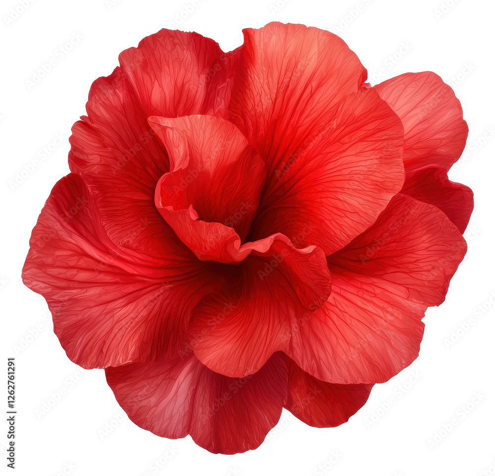 Elegant Red Flower with Delicate Petals on a Transparent Background in High Detail Elegant Red Flower with Delicate Petals on a Transparent Background in High Detail