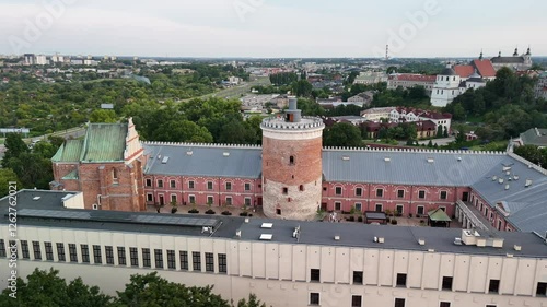 lublin, city center, lublin castle, rynek fish square, podwale, po farze square, drone view, aerial, old town, historic, architecture, cityscape, skyline, medieval, cobblestone streets, urban, landmar
