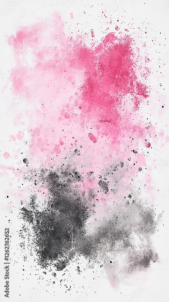 Obraz premium Pink and grey watercolor explosion on white background, design element
