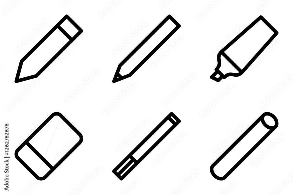 Writing and Drawing Supplies icon set Writing and Drawing Supplies icon set