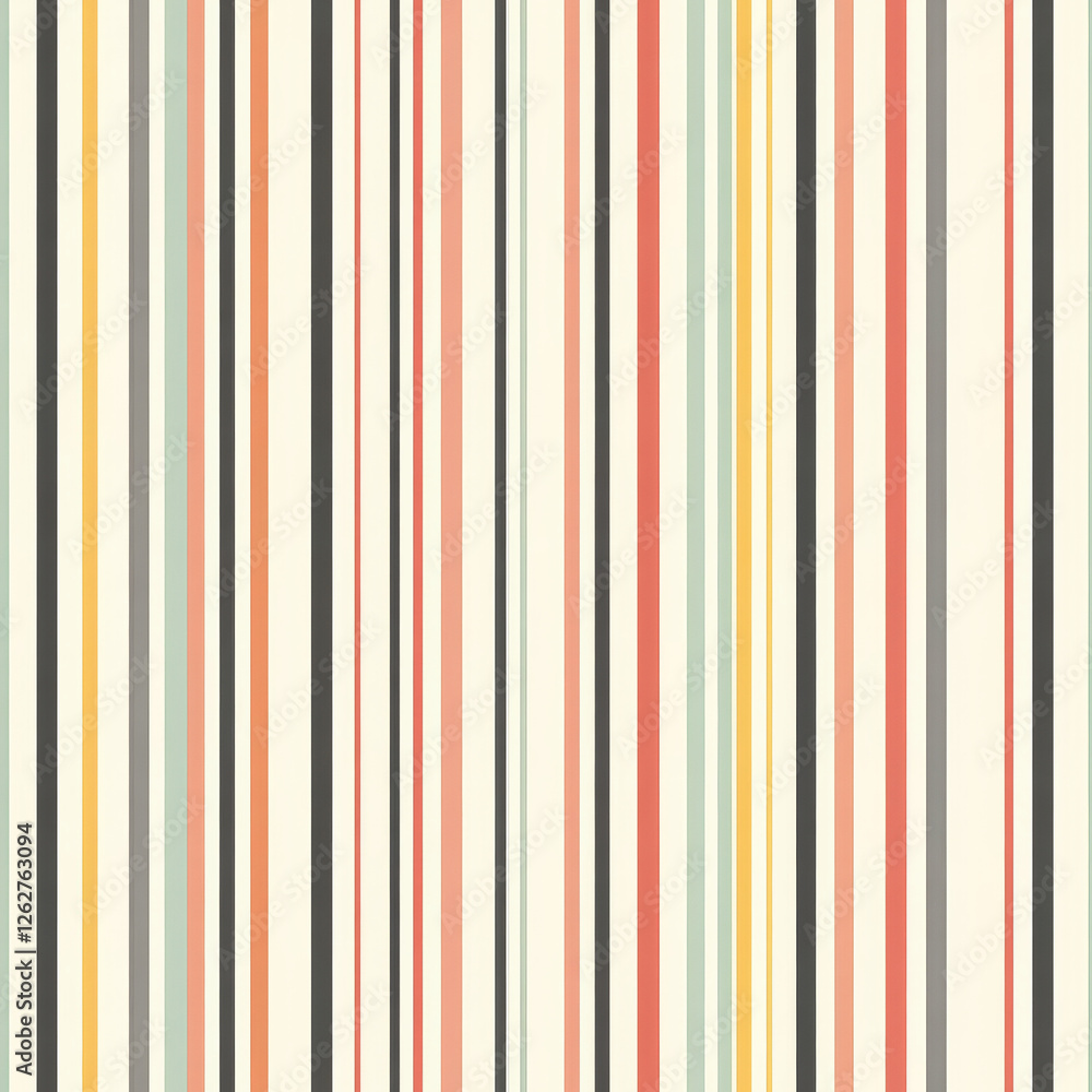 A retro pinstripe pattern, where thin colored lines alternate in a vintage pastel color palette, giving a classic and stylish look
