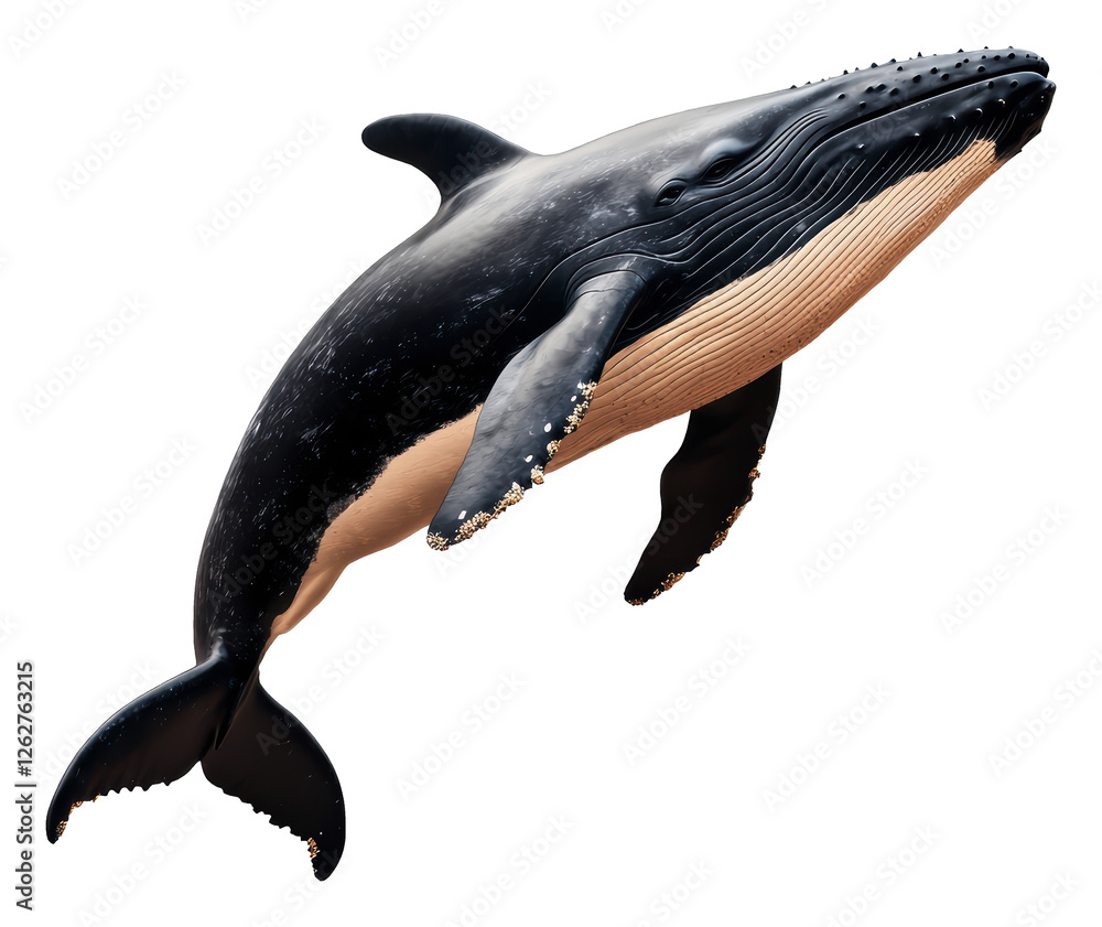 Fototapeta premium Humpback Whale Leaping Out of the Deep Blue Sea Against a Transparent Backdrop