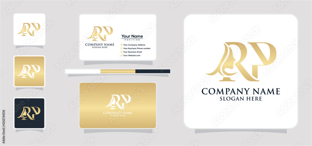 Fototapeta premium Initial Letter RP Beauty Face Logo Design Vector