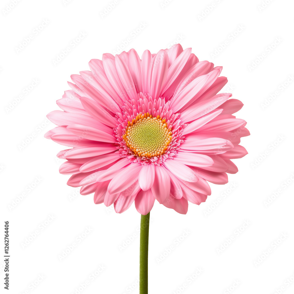 Isolated Pink Gerbera Flower with Green Stem on Transparent Background Isolated Pink Gerbera Flower with Green Stem on Transparent Background